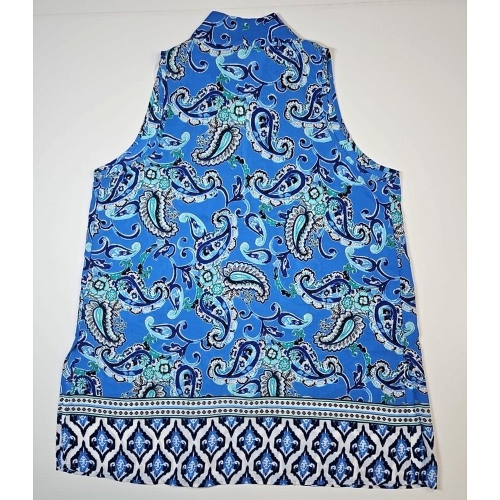 Floral & Ivy Women's Blue Paisley Sleeveless V-Neck‎ Blouse Size Small - NWT - Picture 3 of 8